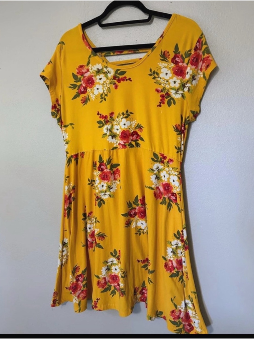 Women’s Yellow Fall Floral Fit & Flare Mini Dress